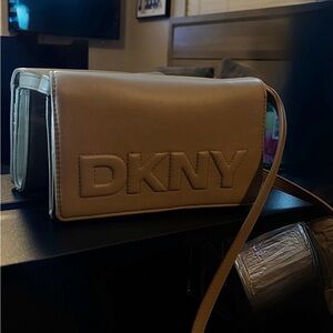DKNY Tan Leather Shoulder Crossbody Bag